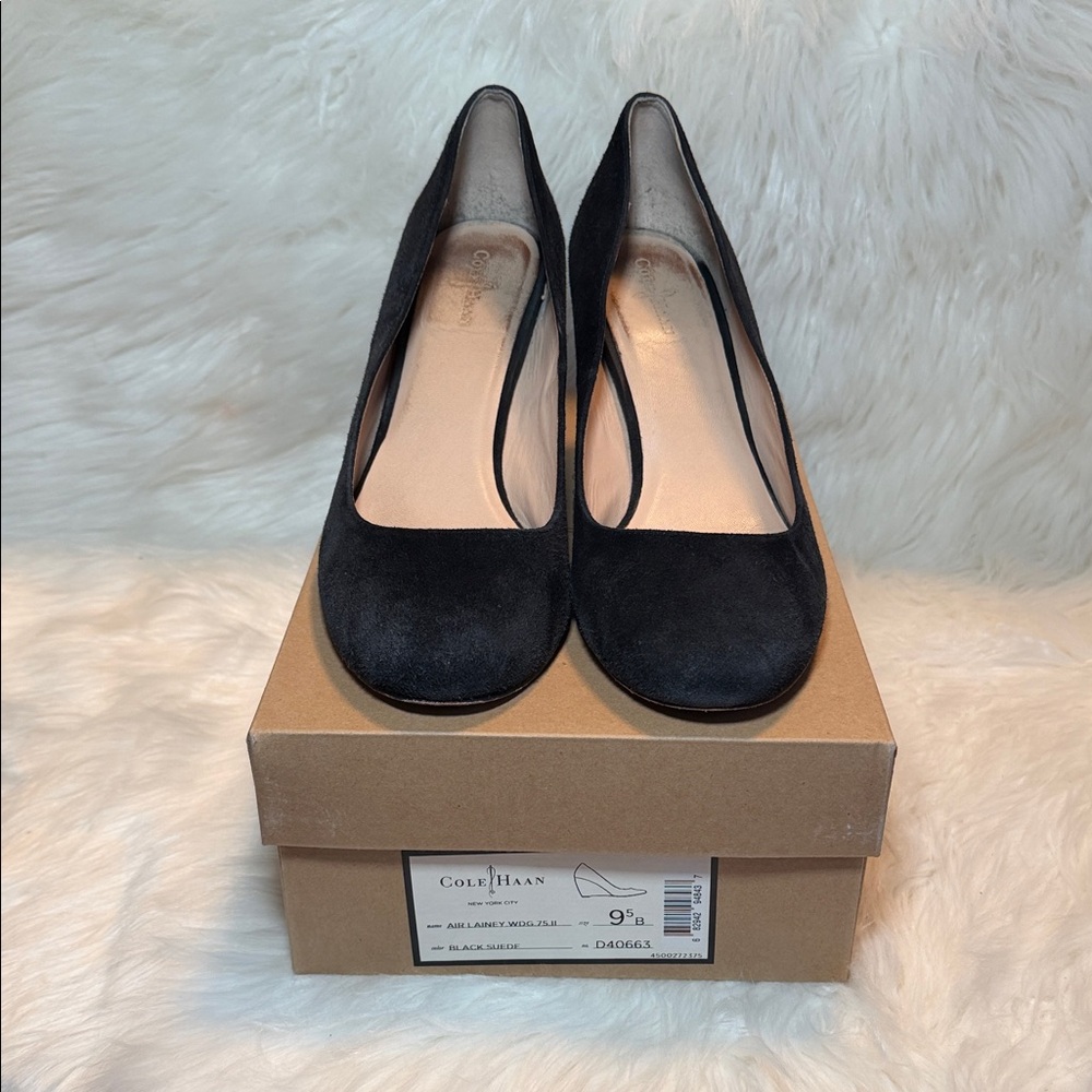 Cole Haan Women's Black Suede Heels size 9.5 Air Lainey wedge